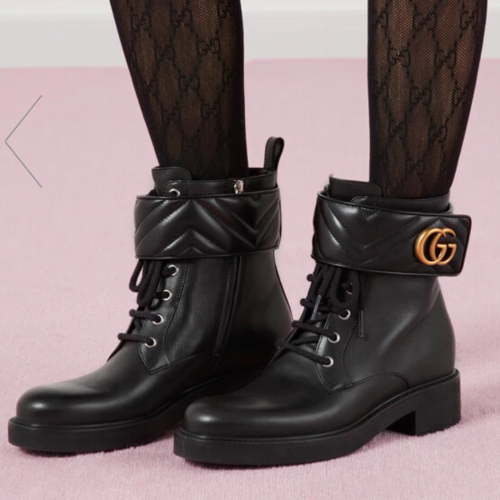 Gucci GG Boots, Gucci Moto Boots, ankle boot with Double G, Gucci leather boots